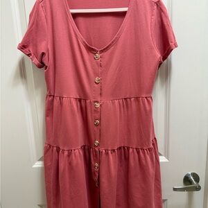 Pink Button-Down Mini Dress